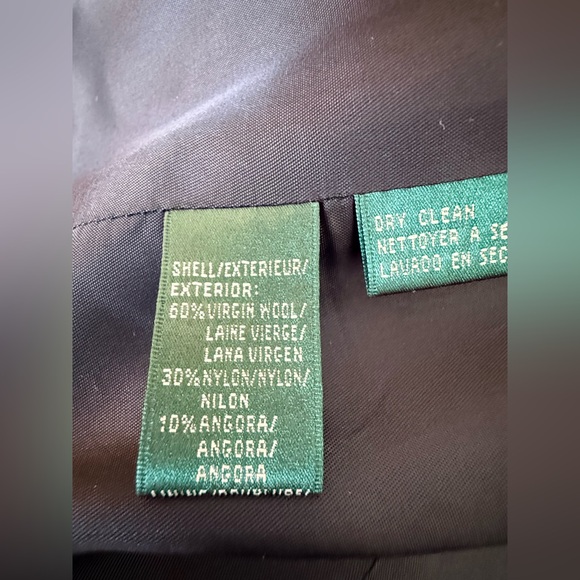 Lauren Ralph Lauren Virgin Wool Angora blend button front Black coat blazer 6P - Picture 10 of 10